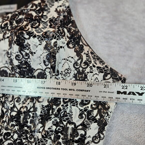 Danny & Nicole Black White Flared midi dress Womens 14 party lacy feminine - Picture 3 of 14